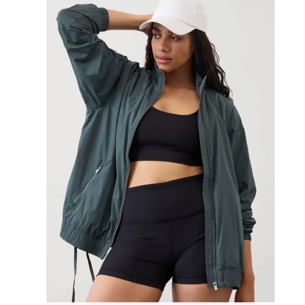ATHLETA 2024 Rise Anorak in Eden Women’s Oversized Front Zip Side Tie Jacket XXS